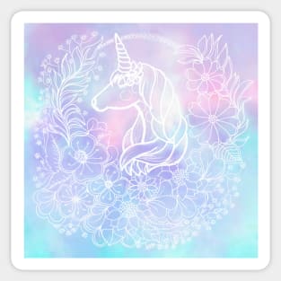 Peaceful Floral Unicorn Sticker